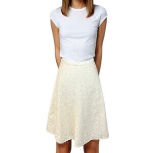 Cream A-line skirt minimalist scandi girl neutral norm core church preppy